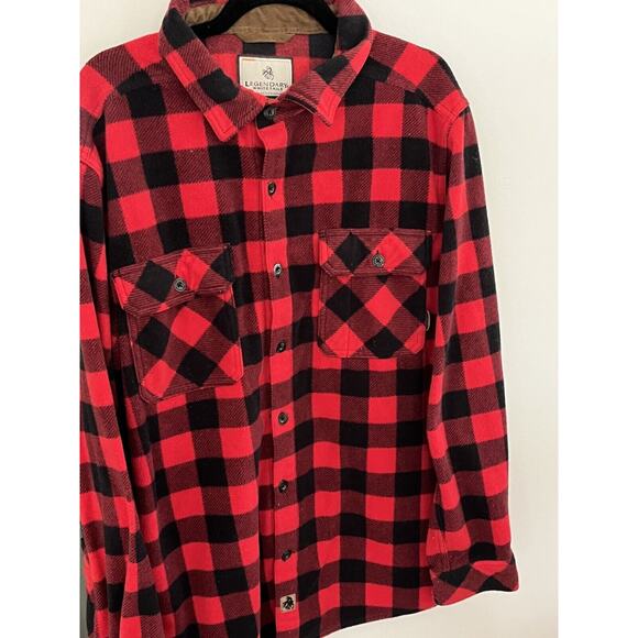 Flannel Fleece Mens LG Shacket Buffalo Check Legendary Whitetails Oversized - Picture 1 of 7